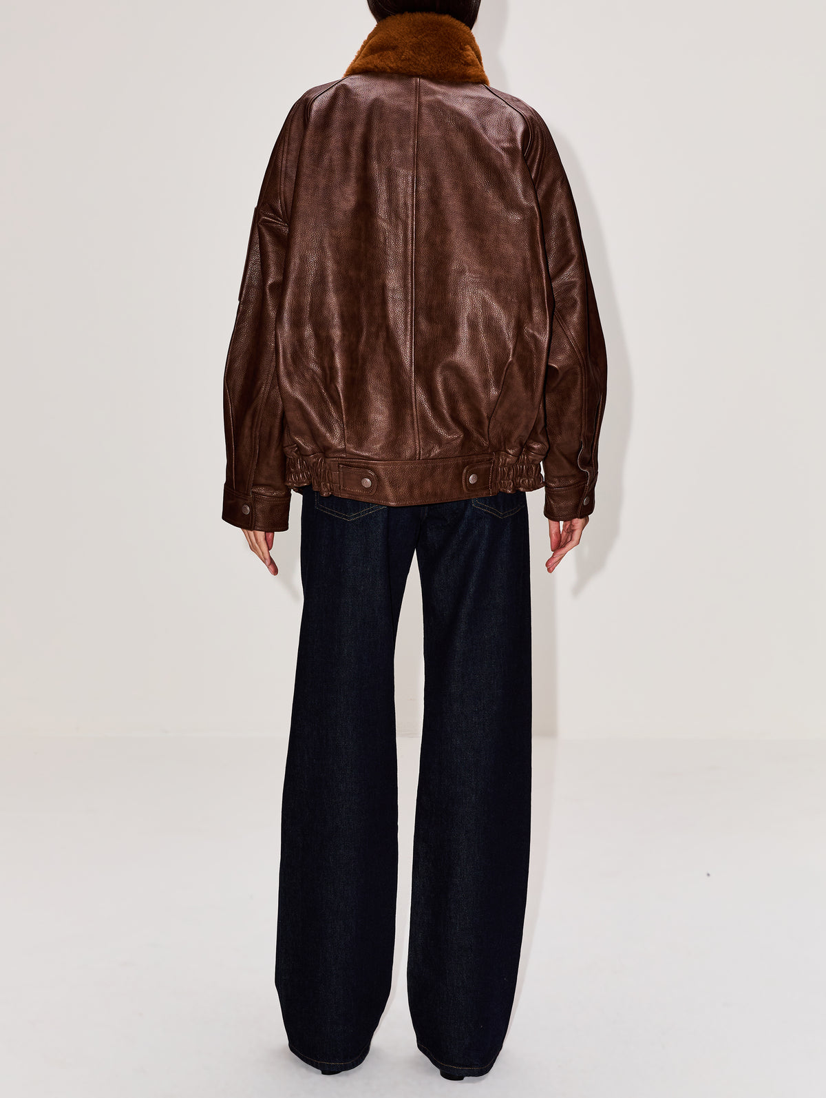 Leather Flight Jacket,R13,BROWN,Image 3