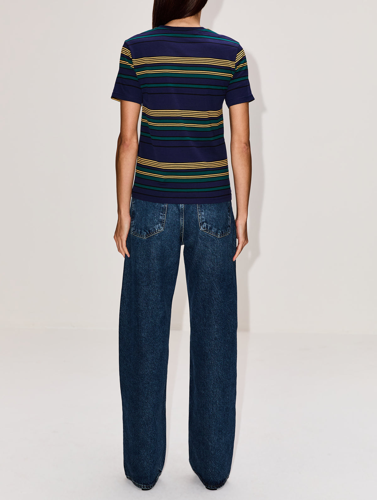 Striped Jersey Tee,MIU MIU,BLUE/GREEN/YELLOW,Image 3