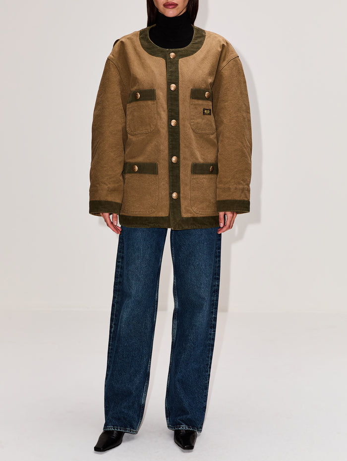 Cord Trimmed Chore Jacket,R13,DUSKY TAN,Image 1