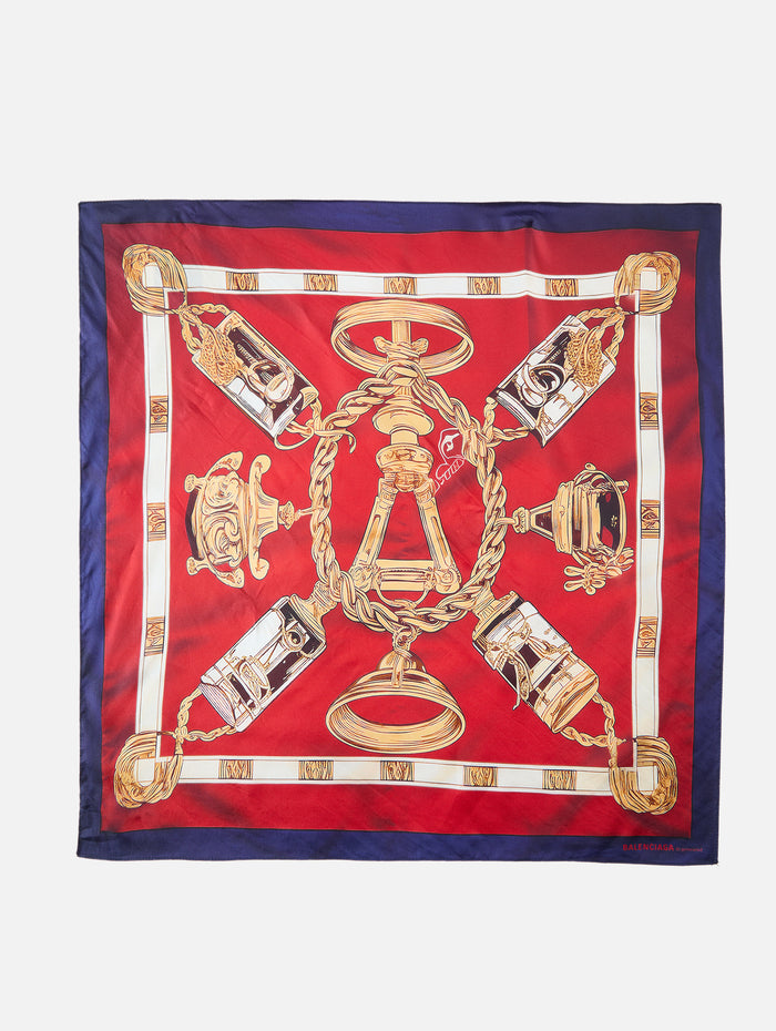 Printed Scarf,BALENCIAGA,BORDEAUX,Image 1