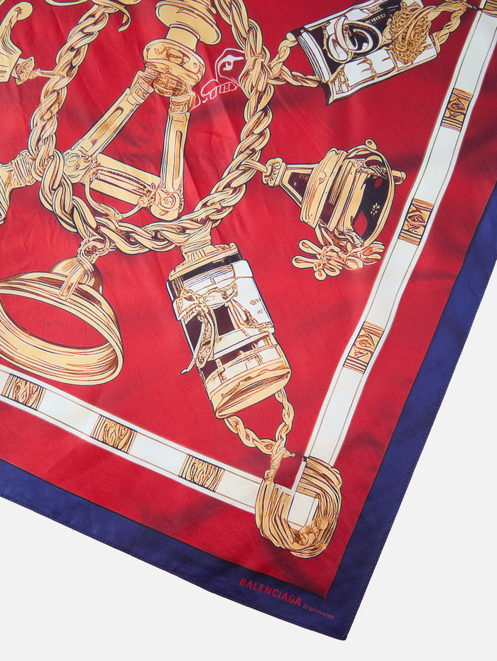 Printed Scarf,BALENCIAGA,BORDEAUX,Image 1