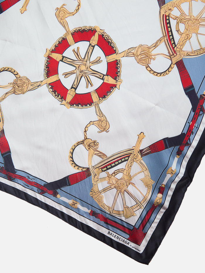 Printed Scarf,BALENCIAGA,ECRU/LIGHT BLUE,Image 1