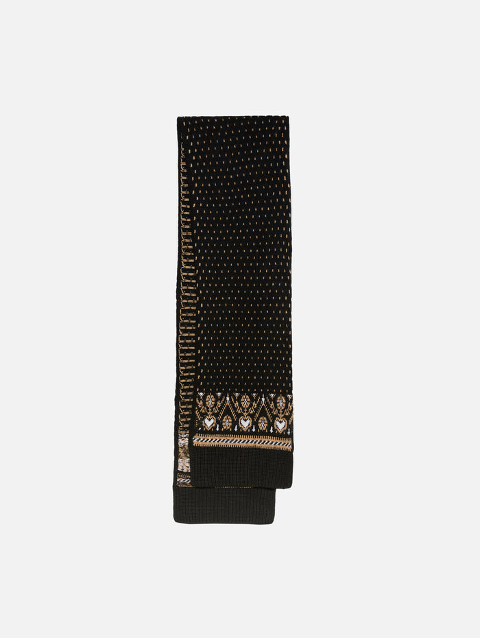 Lucerne Scarf,KHAITE,BLACK/CAMEL,Image 1