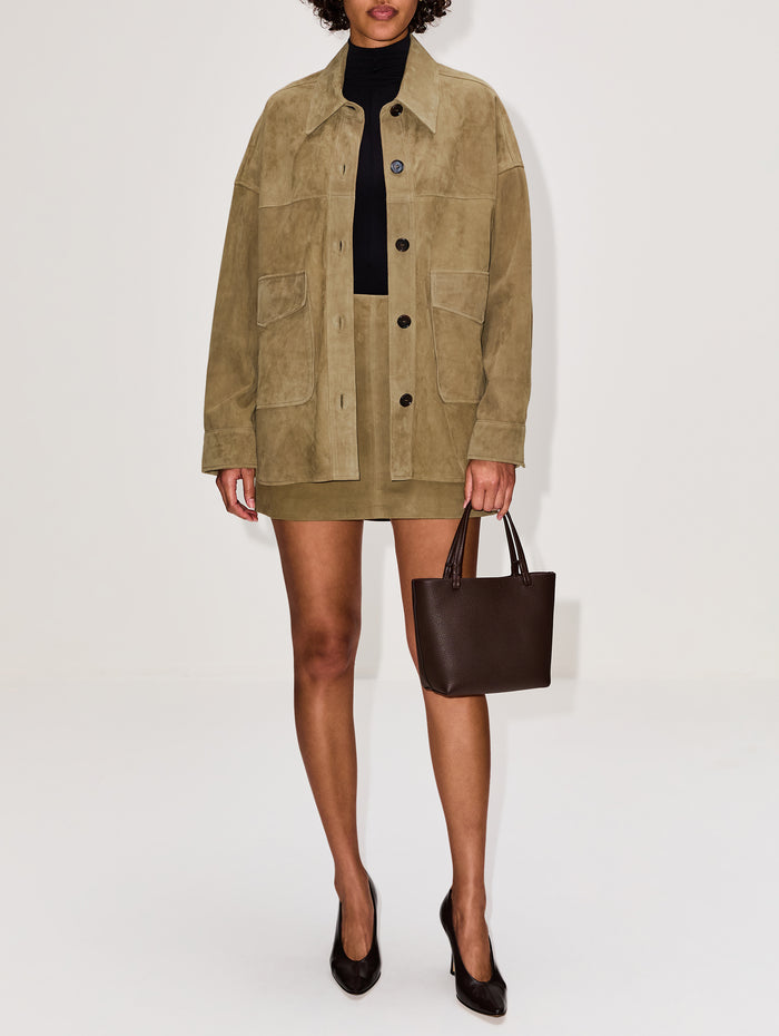 Kaylee Suede Jacket,ARMA,OLIVE,Image 1
