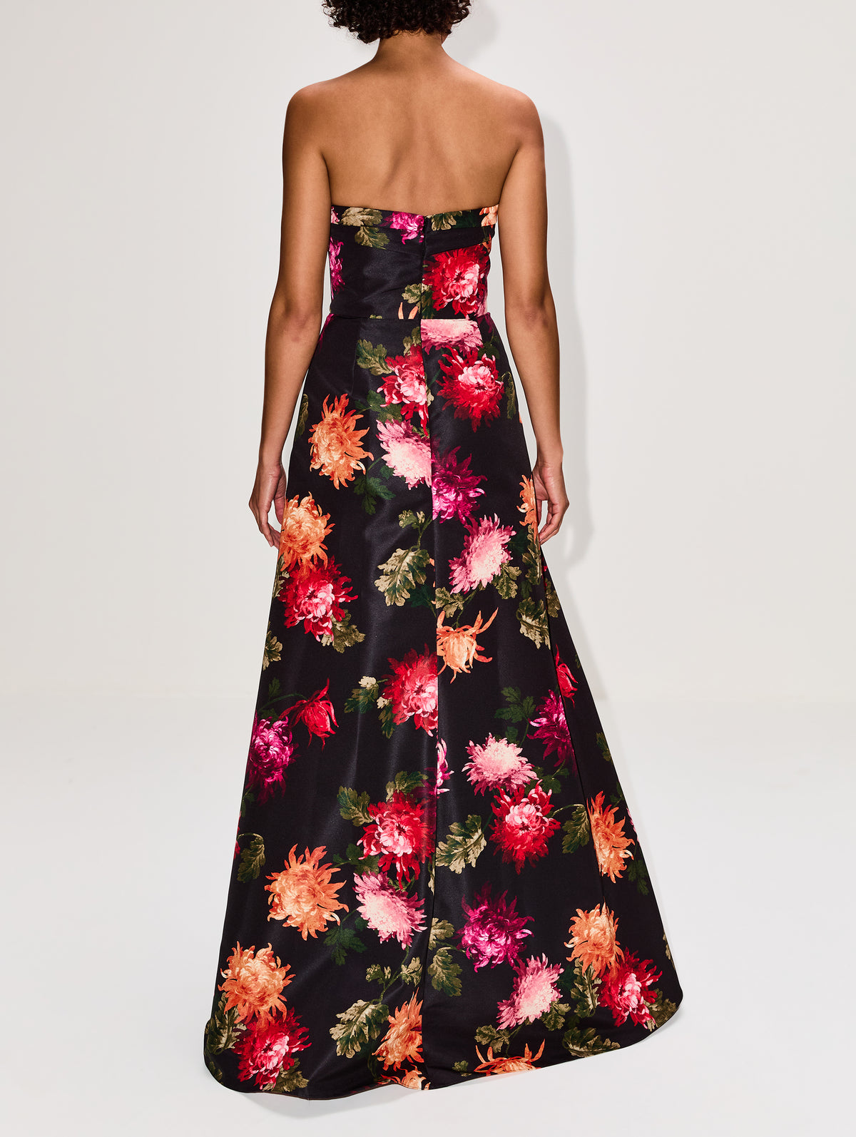 Strapless A Line Gown,CAROLINA HERRERA,BLACK MULTI,Image 4