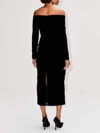 Deep U Neck Midi Dress,CAROLINA HERRERA,BLACK,Image 4