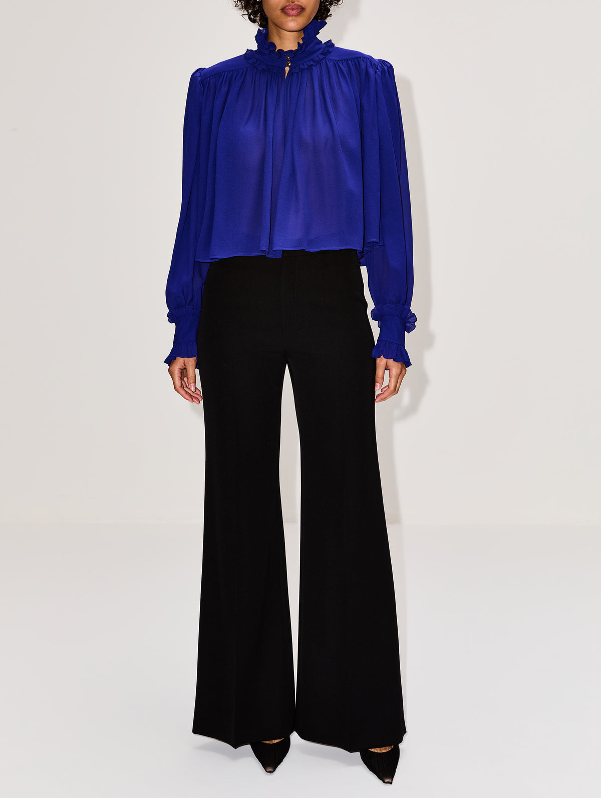 High Neck Blouse,CHLOÉ,FRESH INDIGO,Image 2