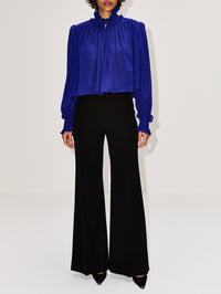 High Neck Blouse,CHLOÉ,FRESH INDIGO,Image 2