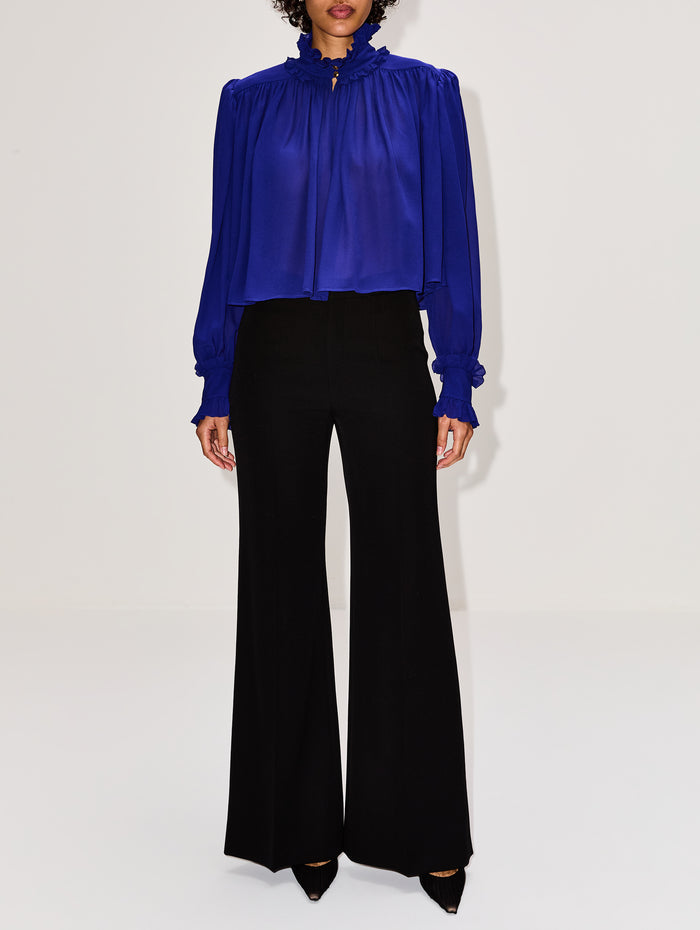 High Neck Blouse,CHLOÉ,FRESH INDIGO,Image 1