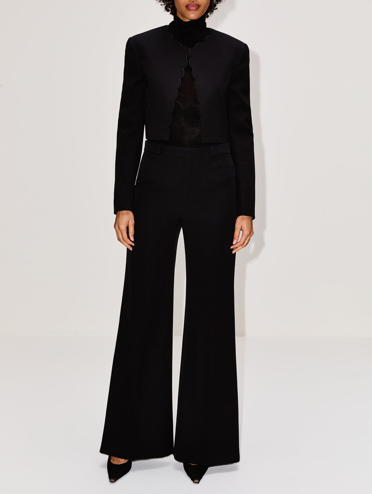 Scallop Edge Jacket,CHLOÉ,BLACK,Image 2