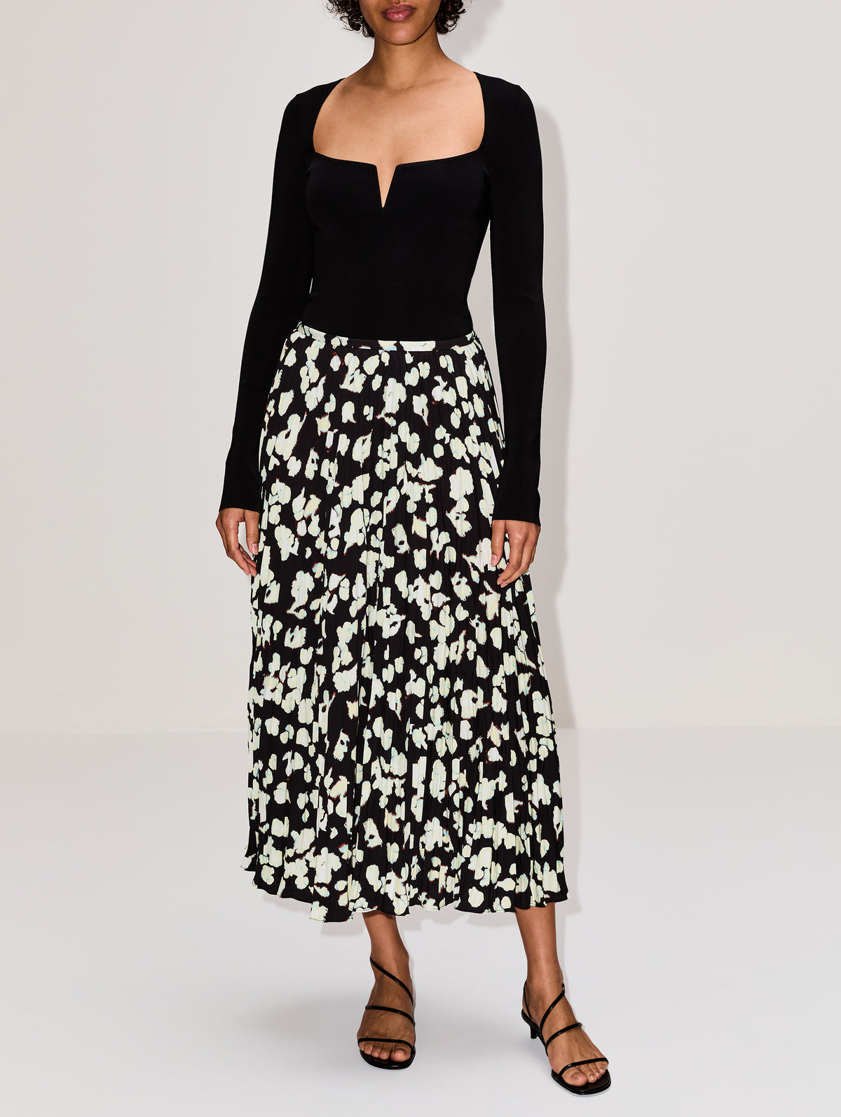 Runa Skirt,PROENZA SCHOULER WHITE LABEL,BLACK FLORAL,Image 2