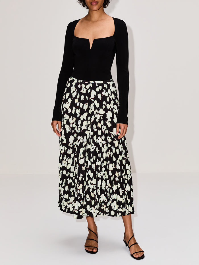 Runa Skirt,PROENZA SCHOULER WHITE LABEL,BLACK FLORAL,Image 1