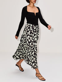 Runa Skirt,PROENZA SCHOULER WHITE LABEL,BLACK FLORAL,Image 3