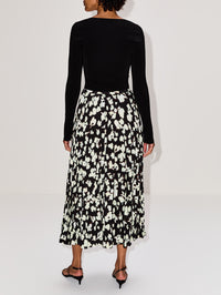 Runa Skirt,PROENZA SCHOULER WHITE LABEL,BLACK FLORAL,Image 4