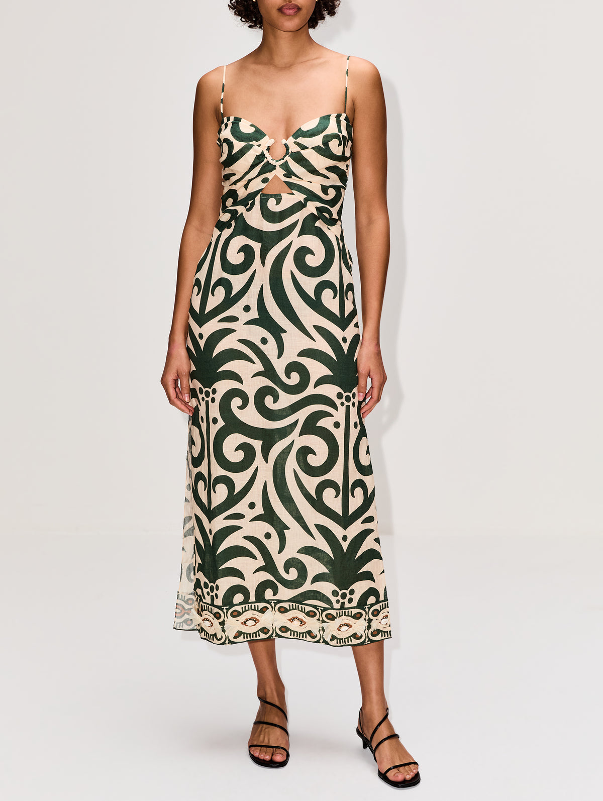 Water Adventure Midi Dress,JOHANNA ORTIZ,ECRU/GREEN,Image 2