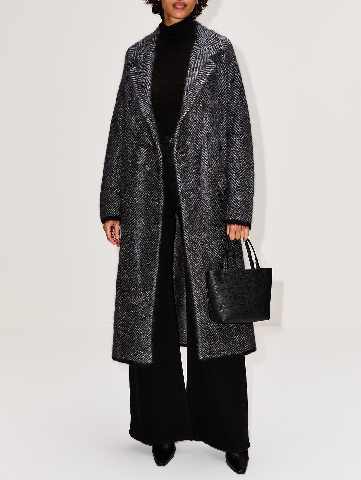 Grizzly Double Breasted Coat,GUEST IN RESIDENCE,BLACK/HEATHER GREY,Image 2