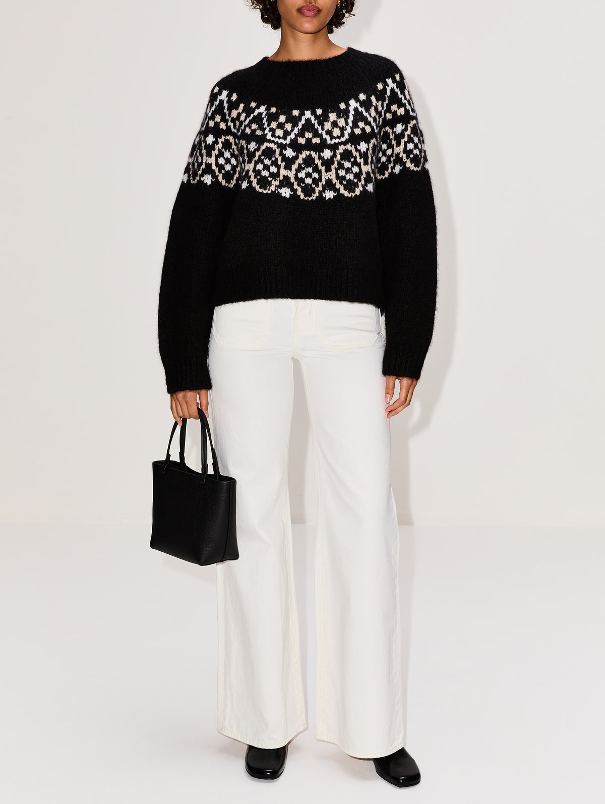 Chrissy Sweater,NILI LOTAN,BLACK FAIRISLE,Image 2