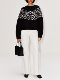 Chrissy Sweater,NILI LOTAN,BLACK FAIRISLE,Image 2