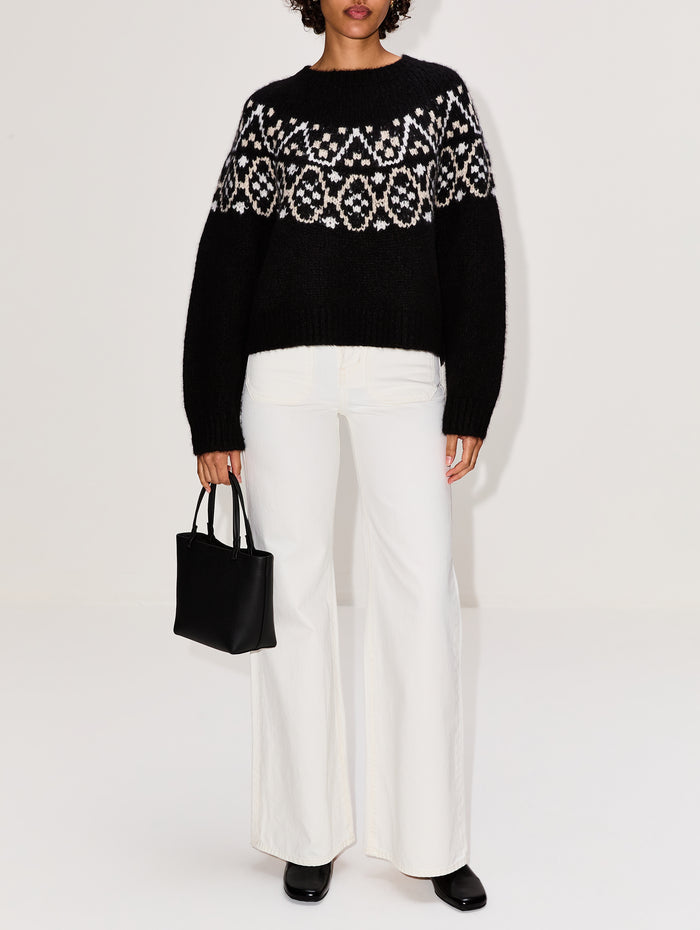 Chrissy Sweater,NILI LOTAN,BLACK FAIRISLE,Image 1