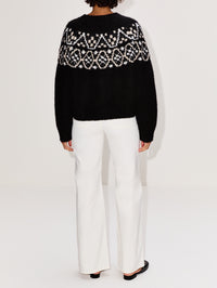 Chrissy Sweater,NILI LOTAN,BLACK FAIRISLE,Image 3