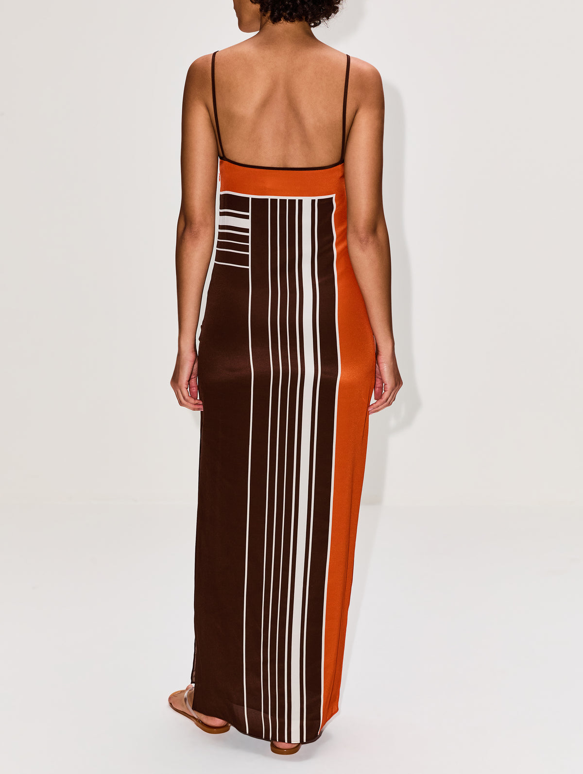 orange striped low back maxi dress Bristol Low Back Knit Dress Striped Orange