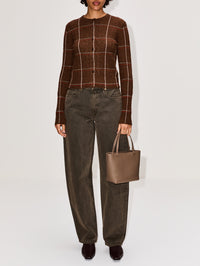 Jane Check Cardigan,GUEST IN RESIDENCE,CHESTNUT COMBO,Image 2