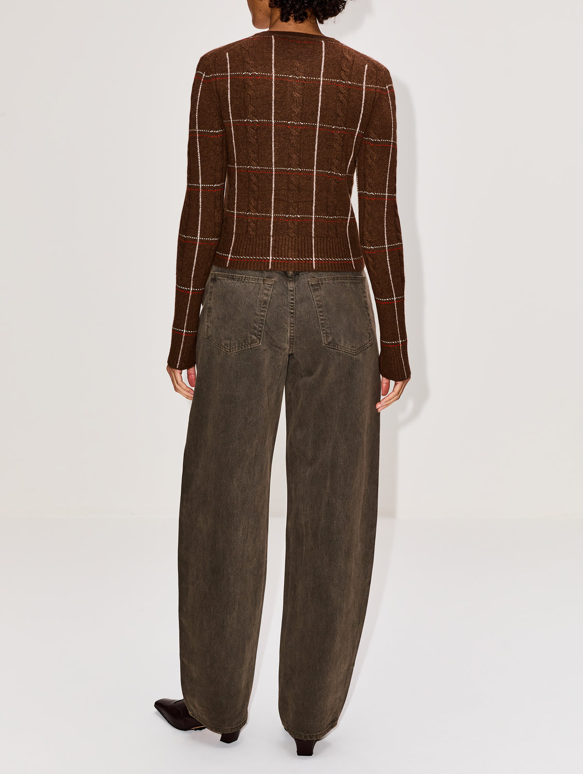 Jane Check Cardigan,GUEST IN RESIDENCE,CHESTNUT COMBO,Image 3