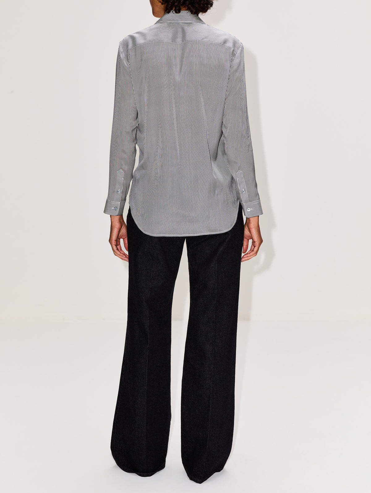 Petra Shirt,THE ROW,DARK NAVY/WHITE,Image 3