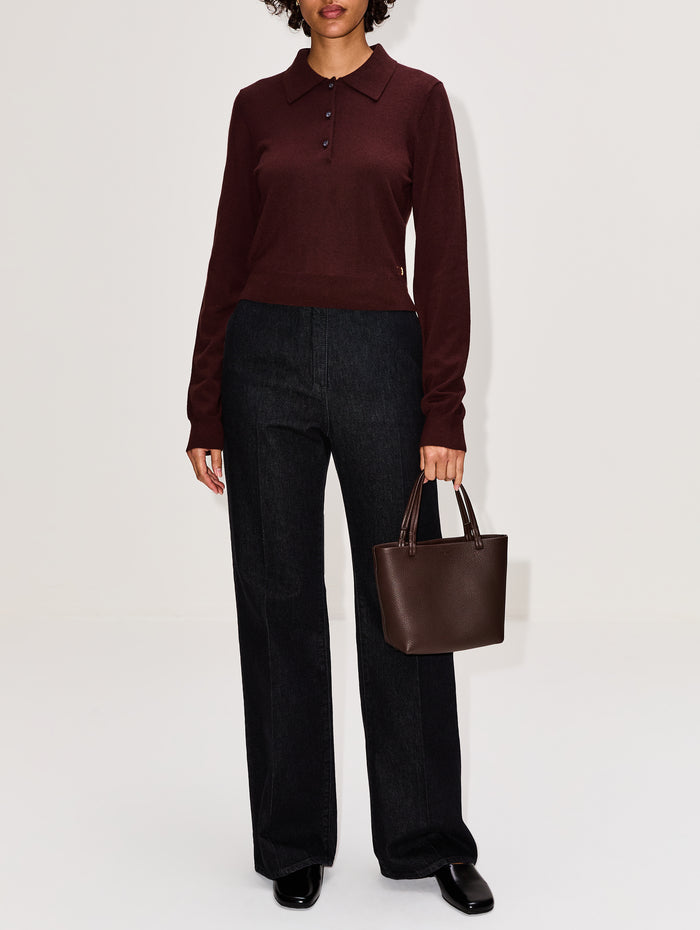 Long Sleeve Journey Top,ÉTERNE,ESPRESSO,Image 1