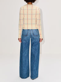 Shrunken Check Crew Sweater,GUEST IN RESIDENCE,MIST COMBO,Image 3