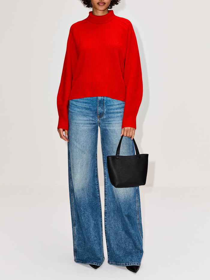 Cropped Rib Turtleneck,GUEST IN RESIDENCE,CHILI,Image 1