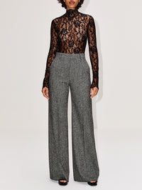 High Neck Lace Bodysuit,VALENTINO GARAVANI,NERO,Image 2