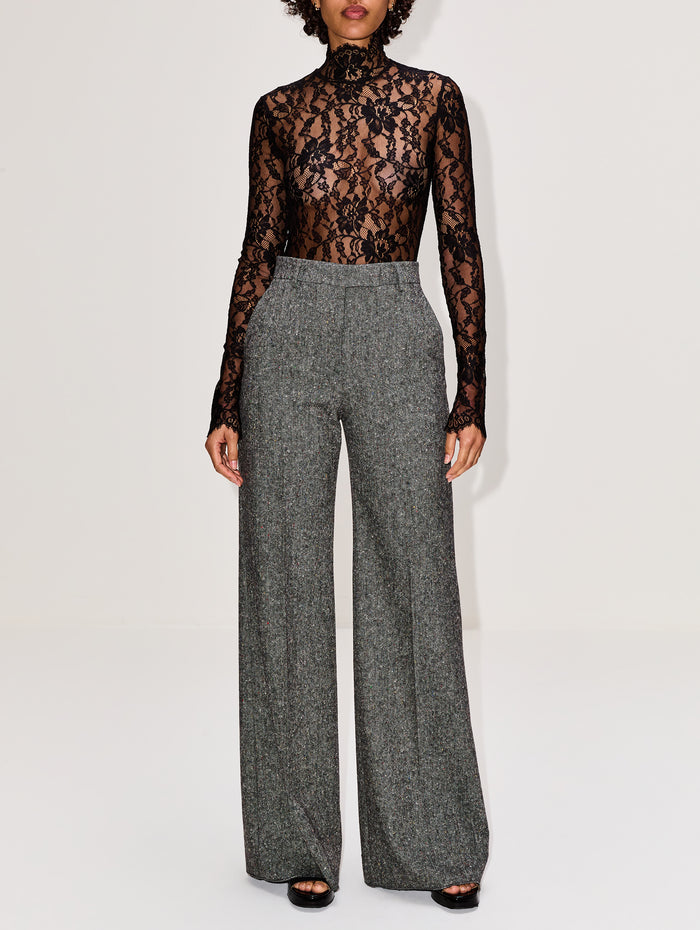 High Neck Lace Bodysuit,VALENTINO GARAVANI,NERO,Image 1