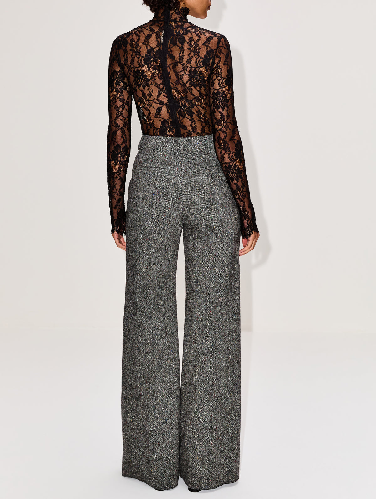 High Neck Lace Bodysuit,VALENTINO GARAVANI,NERO,Image 3