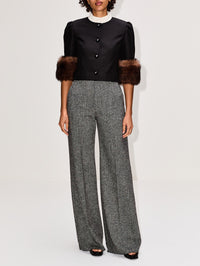 SS Fur Button Up Jacket,VALENTINO GARAVANI,NERO/MULTI,Image 2