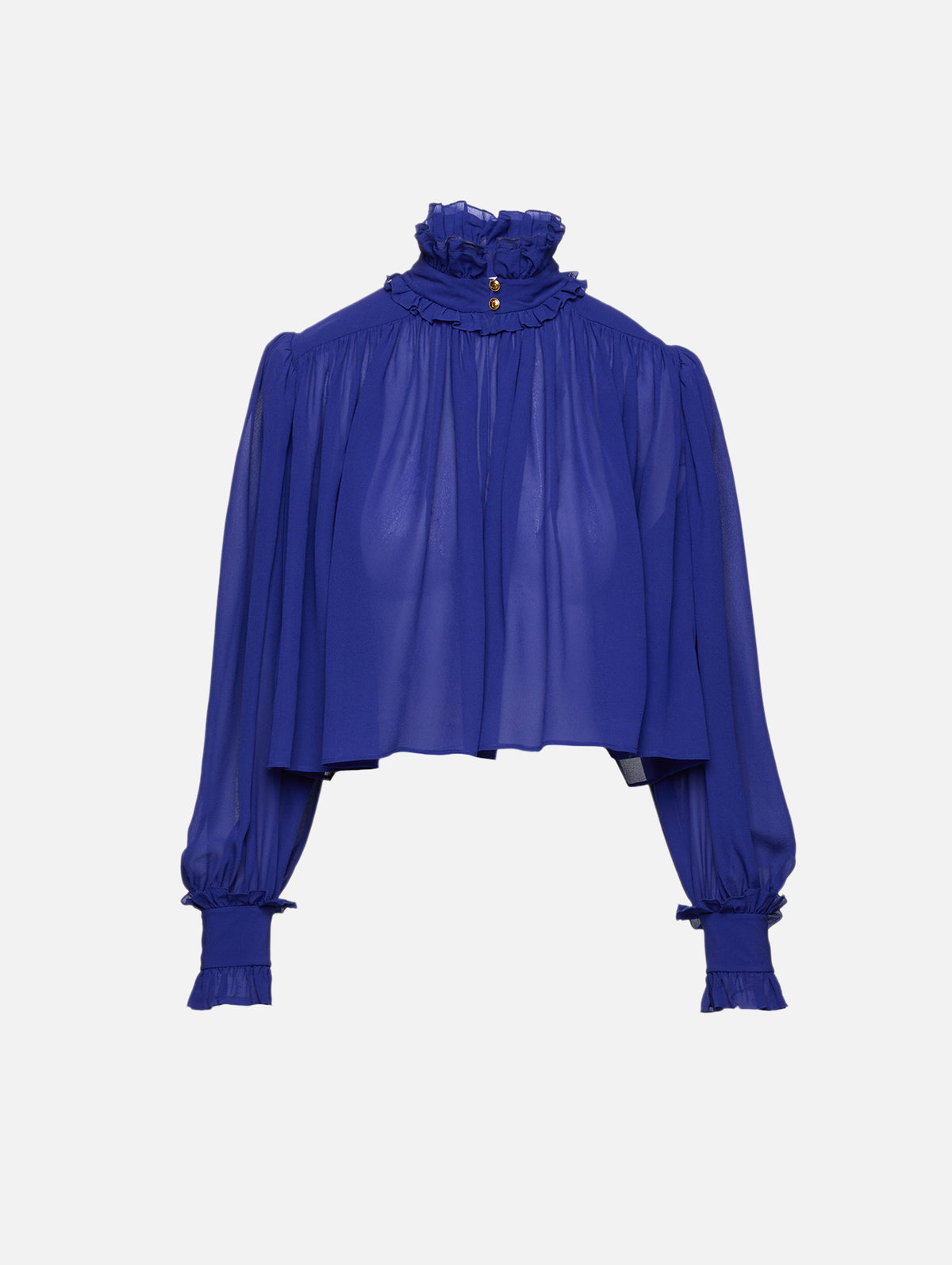 High Neck Blouse,CHLOÉ,FRESH INDIGO,Image 1