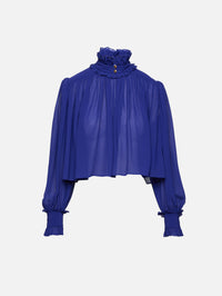 High Neck Blouse,CHLOÉ,FRESH INDIGO,Image 1
