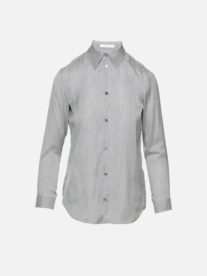 Petra Shirt,THE ROW,DARK NAVY/WHITE,Image 1