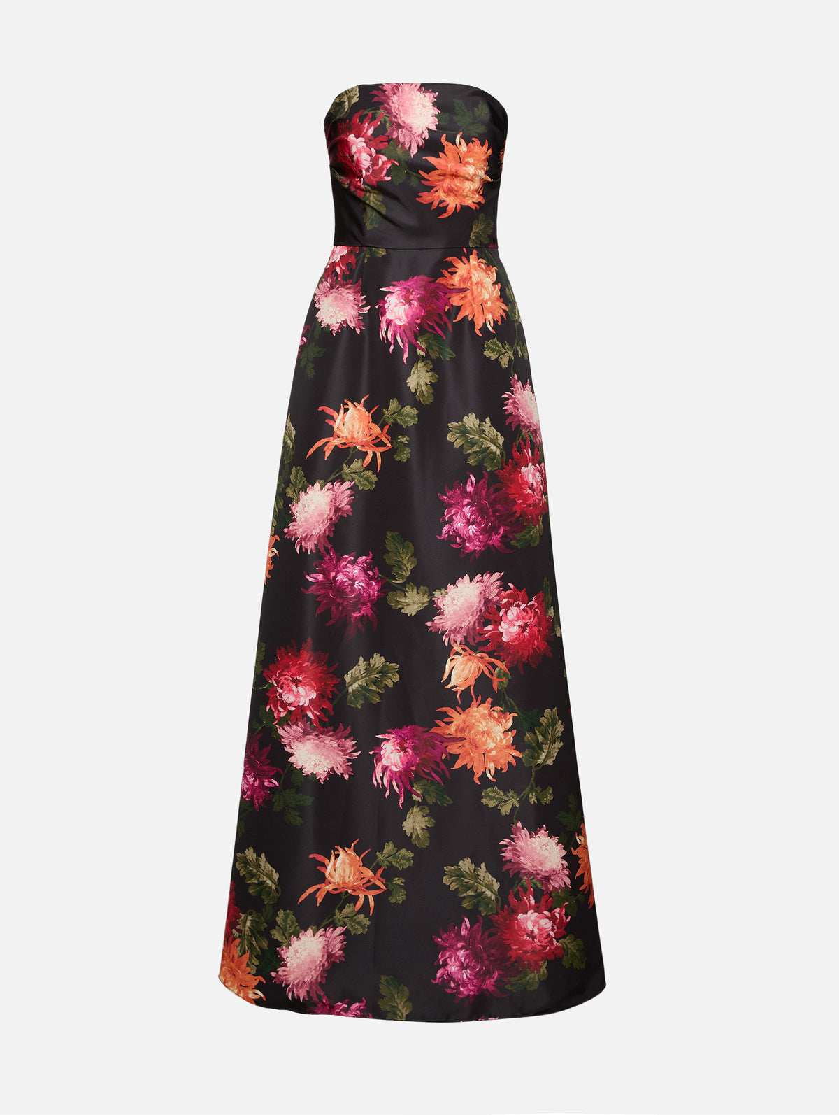 Strapless A Line Gown,CAROLINA HERRERA,BLACK MULTI,Image 1