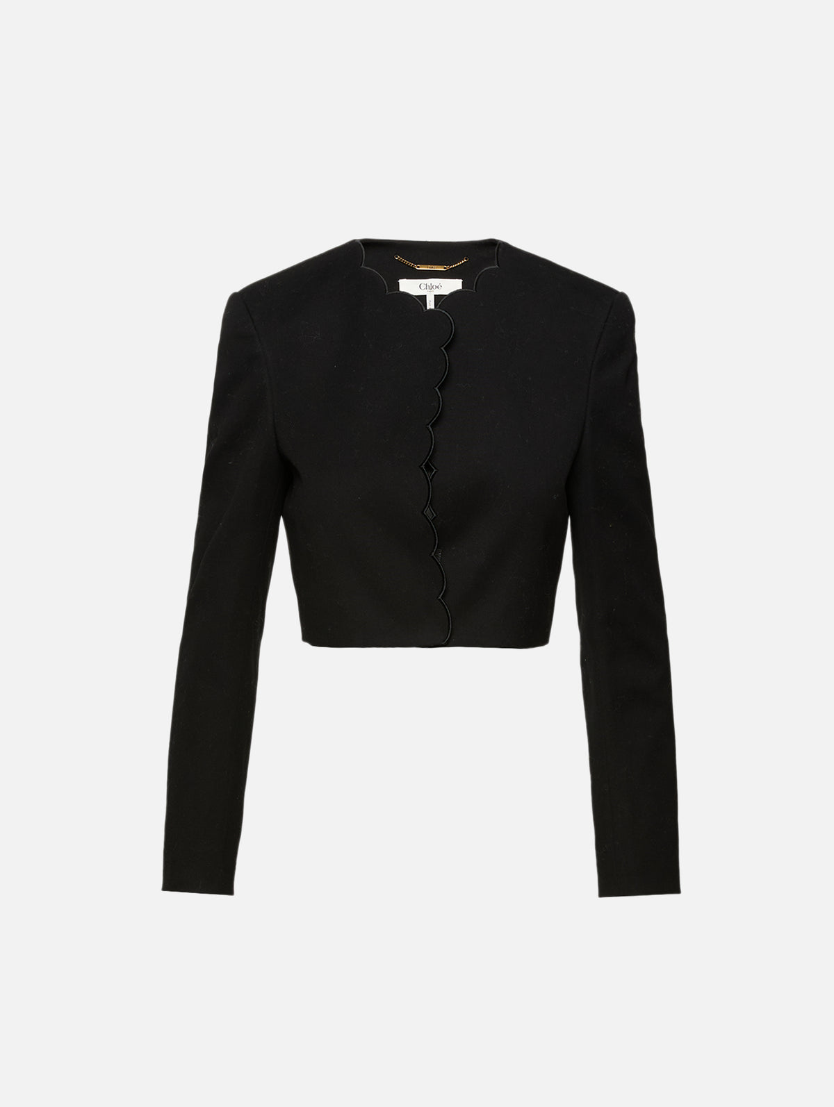 Scallop Edge Jacket,CHLOÉ,BLACK,Image 1