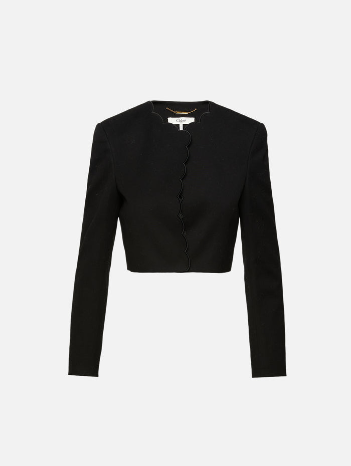 Scallop Edge Jacket,CHLOÉ,BLACK,Image 1