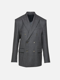 Double Breasted Blazer,WARDROBE.NYC,CHARCOAL,Image 1