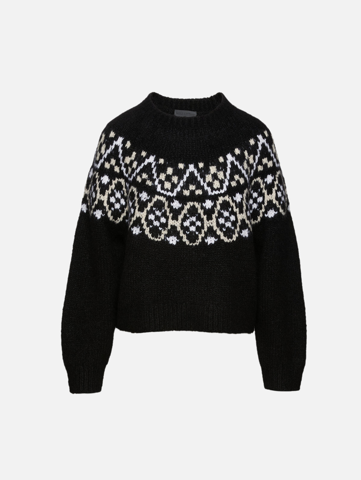Chrissy Sweater,NILI LOTAN,BLACK FAIRISLE,Image 1