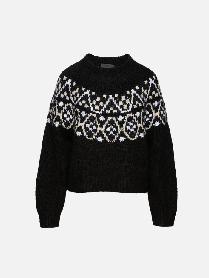 Chrissy Sweater,NILI LOTAN,BLACK FAIRISLE,Image 1