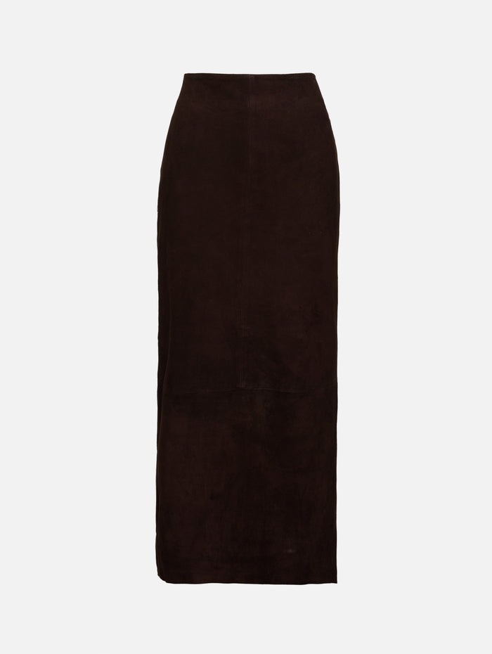 Suede Column Skirt,ST AGNI,COFFEE,Image 1