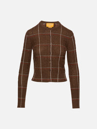 Jane Check Cardigan,GUEST IN RESIDENCE,CHESTNUT COMBO,Image 1