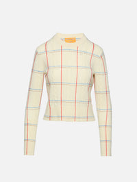 Shrunken Check Crew Sweater,GUEST IN RESIDENCE,MIST COMBO,Image 1