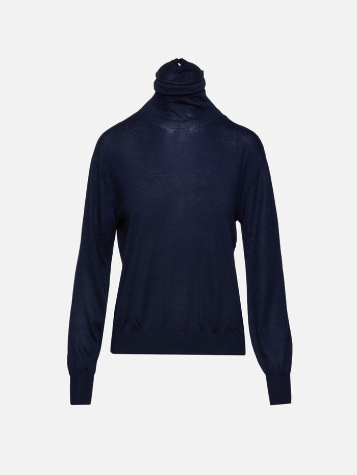 Easy Turtleneck Sweater,TWP,NAVY,Image 1