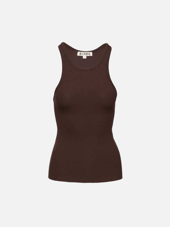 High Neck Fitted Tank,ÉTERNE,ESPRESSO,Image 1