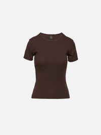 Pointelle Slim Fit Tee,LESET,CHOCO,Image 1